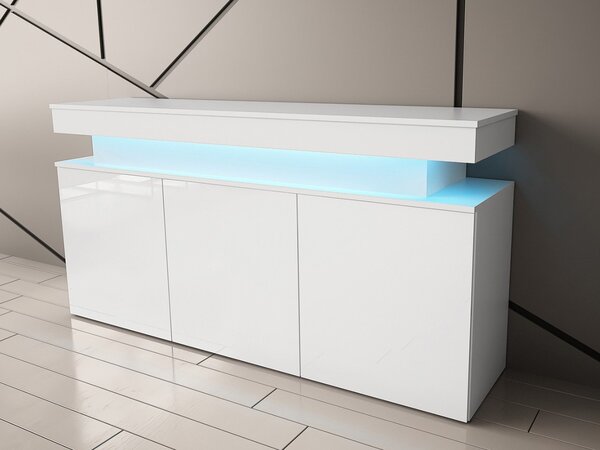 Mirjan24 Skrinka s LED osvetlením Lestirola 3D 160, Farba: biela / biely lesk 5903211283840