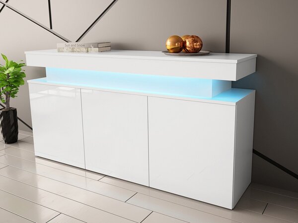 Mirjan24 Skrinka s LED osvetlením Lestirola 3D 160, Farba: biela / biely lesk 5903211283840