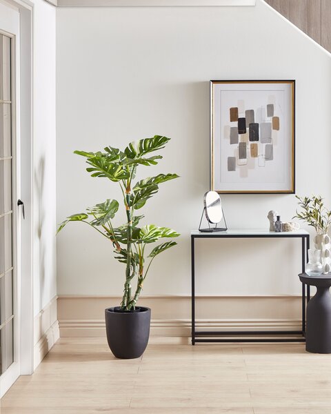 Umelá rastlina v kvetináči monstera zelená a čierna syntetický materiál 135 cm dekorácie príslušenstvo