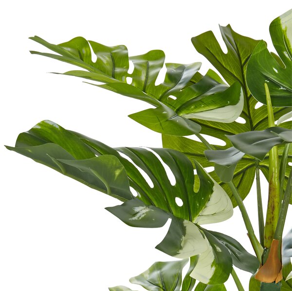 Umelá rastlina v kvetináči monstera zelená a čierna syntetický materiál 135 cm dekorácie príslušenstvo