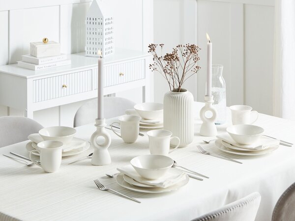16-dielna sada jedálenského riadu biela porcelán kaolín lesklá povrchová úprava riad pre 4 osoby klasický dizajn kuchyňa jedáleň