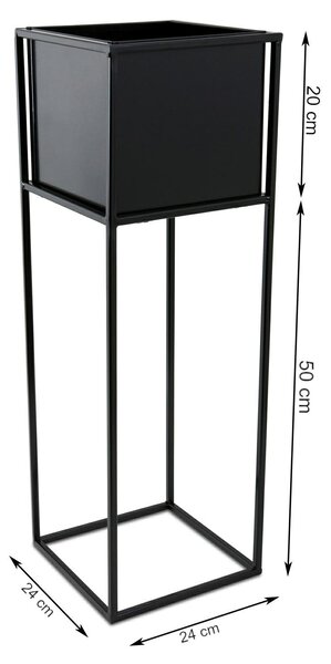 KOVOVÝ KVETINÁČ SO STOJANOM PLAIN 70X24 CM ČIERNA