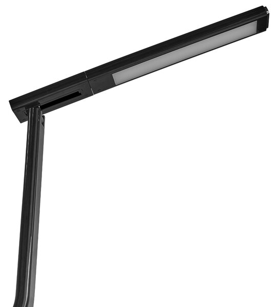 Stolná LED lampa čierna syntetický materiál 3 režimy teploty svetla so stmievačom a držiakom na perá nastaviteľné tienidlo moderná kancelária