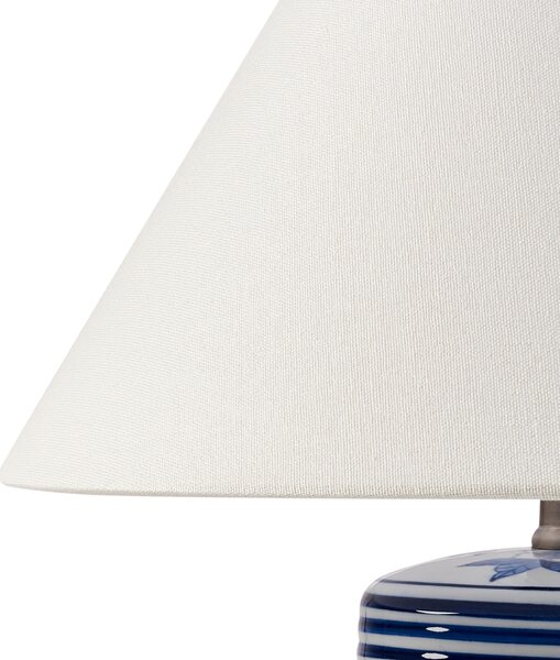 Stolná lampa biela modrá porcelánový podstavec ľanové tienidlo kvetinový vzor osvetlenie obývacia izba spálňa