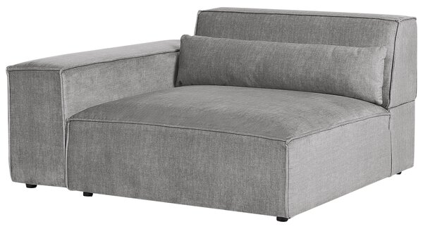 Rohový sedací diel sivé látkové čalúnenie 1-miestny modul pravostranný minimalistický moderný štýl obývacia izba
