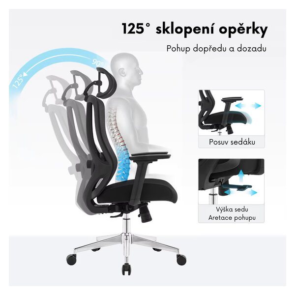 Kancelárska ergonomická stolička Neoseat TIYA — čierna, nosnosť 150 kg