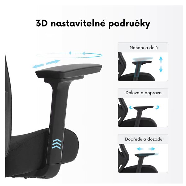 Kancelárska ergonomická stolička Neoseat TIYA — čierna, nosnosť 150 kg