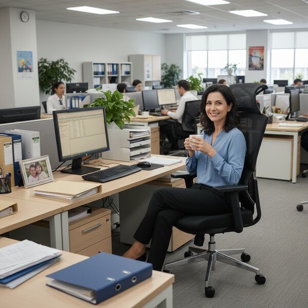 Kancelárska ergonomická stolička Neoseat ALINE — čierna, nosnosť 150 kg