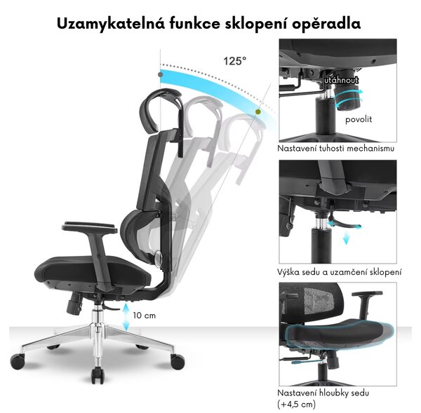 Kancelárska ergonomická stolička Neoseat ALINE — čierna, nosnosť 150 kg