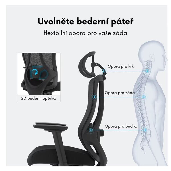 Kancelárska ergonomická stolička Neoseat TIYA — čierna, nosnosť 150 kg