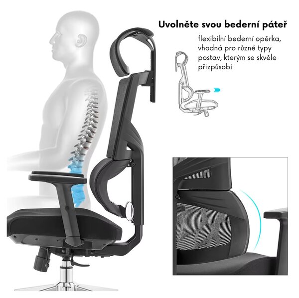 Kancelárska ergonomická stolička Neoseat ALINE — čierna, nosnosť 150 kg