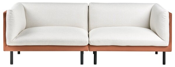 3-miestna pohovka krémová biela hnedá látka polyester čierne kovové nohy čalúnená sedačka obývacia izba