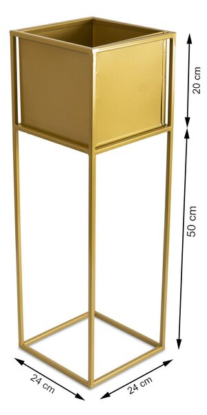KOVOVÝ KVETINÁČ SO STOJANOM PLAIN 70X24 CM ZLATÁ