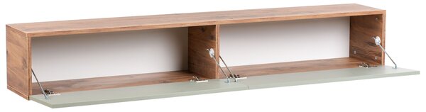 Závesná skrinka pod TV svetlozelená a hnedá 180 cm tv stolík na stenu minimalistický dizajn obývacia izba