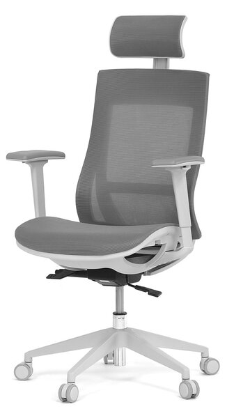 Autronic - Kancelářská židle, šedá látka, plastový kříž, 3D područky, kolečka pro tvrdé podlahy - KA-W004 GREY AKCE