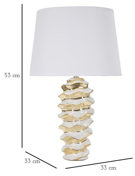 Biela/v zlatej farbe keramická stolová lampa s textilným tienidlom (výška 53 cm) Glam Space – Mauro Ferretti