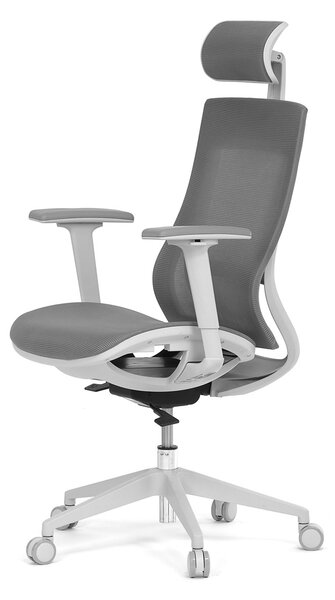 Autronic - Kancelářská židle, šedá látka, plastový kříž, 3D područky, kolečka pro tvrdé podlahy - KA-W004 GREY AKCE
