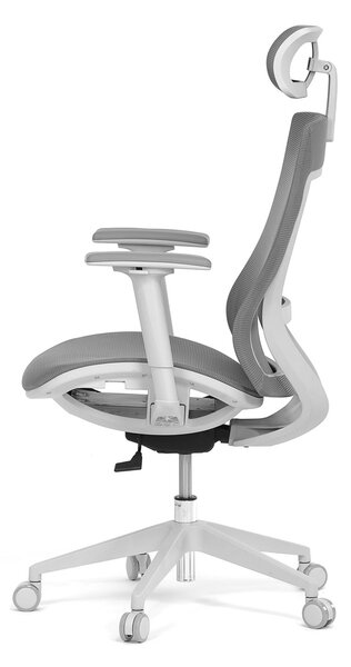 Autronic - Kancelářská židle, šedá látka, plastový kříž, 3D područky, kolečka pro tvrdé podlahy - KA-W004 GREY AKCE