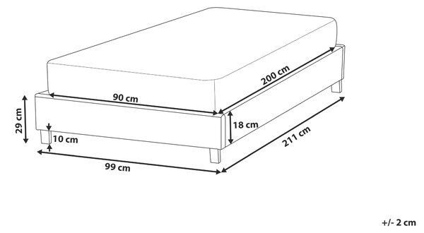 Posteľ sivá látkové čalúnenie 90 x 200 cm rám bez čela lamelový rošt moderný štýl spálňa