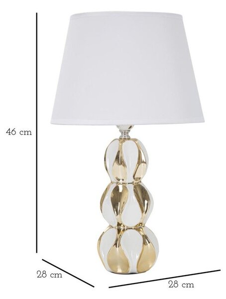 Biela/v zlatej farbe keramická stolová lampa s textilným tienidlom (výška 46 cm) Glam Balls – Mauro Ferretti
