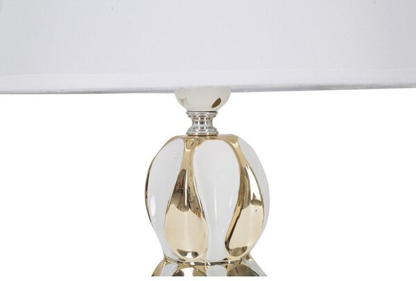 Biela/v zlatej farbe keramická stolová lampa s textilným tienidlom (výška 46 cm) Glam Balls – Mauro Ferretti