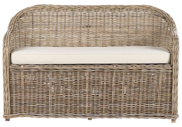 Záhradná lavička prírodná ratanová krémovobiely podsedák 141 cm interiér exteriér boho štýl záhrada terasa balkón