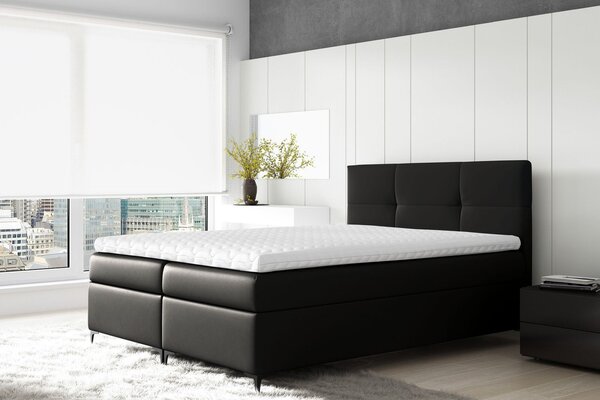 Boxspringová posteľ BESSIE - 120x200, čierna + topper ZDARMA
