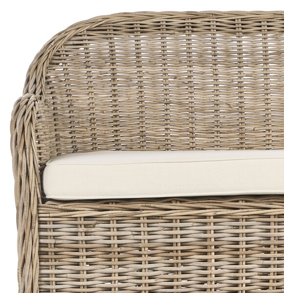 Záhradná lavička s taburetom prírodná ratanová krémovobiely podsedák 150 cm interiér exteriér boho štýl záhrada terasa balkón