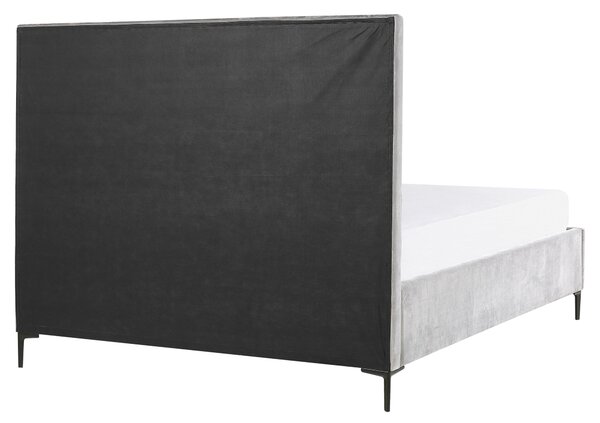 Spálňová súprava svetlosivá zamatová posteľ 160 x 200 cm s úložným priestorom 2 nočné stolíky čalúnené spálňa