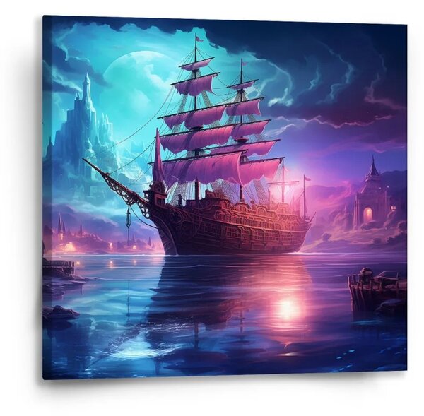 Sablio Obraz Magická plachetnica pod mesiacom - 50x50 cm