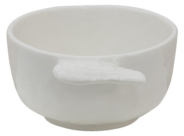 Biela keramická miska na polievku s krídlami Wings - 14*10*5 cm - Clayre & Eef
