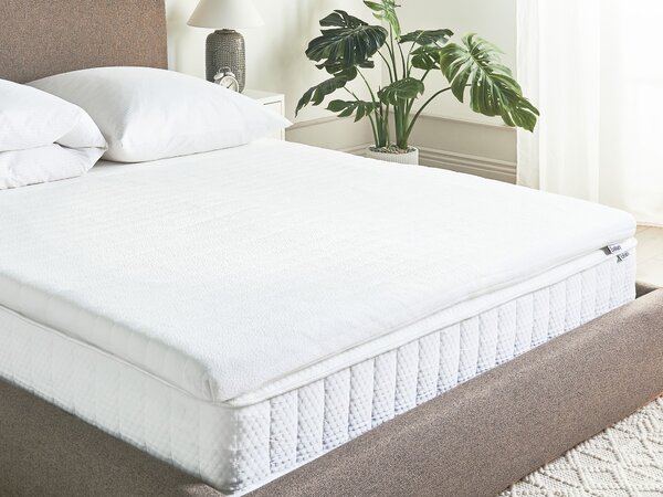 Vrchný matrac biela pamäťová pena polyesterový poťah 160 x 200 cm topper podložka na posteľ spálňa