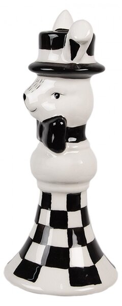 Čiernobiely keramický svietnik Black&White Bunny - Ø 7*17 cm - Clayre & Eef