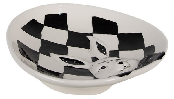 Čiernobiely keramický dezertný tanierik Black&White Bunny - 21*18*4 cm - Clayre & Eef