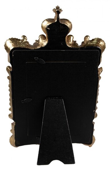 Zlatý antik fotorámik so zrkadlami a korunkou Baroque - 18*3*30 cm / 10*15 cm - Clayre & Eef