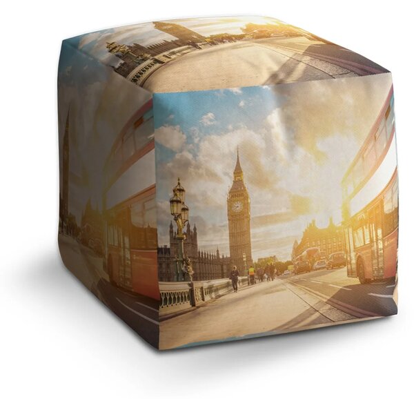Sablio Taburet Cube Londýn Big Ben - 40x40x40 cm