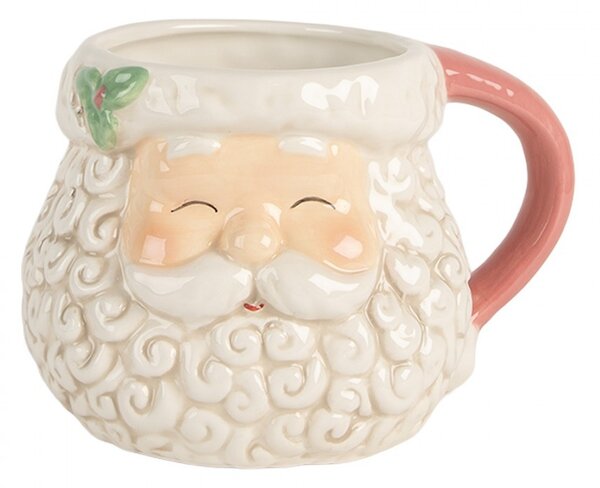 Keramický hrnček Santa Claus s ružovým uškom - 16 * 11 * 10 cm / 550 ml - Clayre & Eef