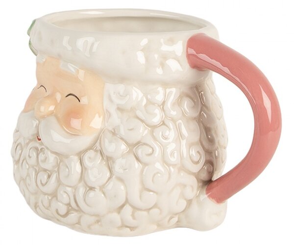 Keramický hrnček Santa Claus s ružovým uškom - 16 * 11 * 10 cm / 550 ml - Clayre & Eef