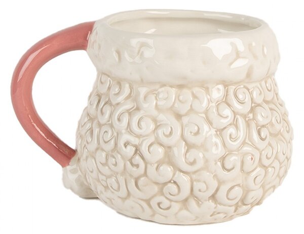 Keramický hrnček Santa Claus s ružovým uškom - 16 * 11 * 10 cm / 550 ml - Clayre & Eef