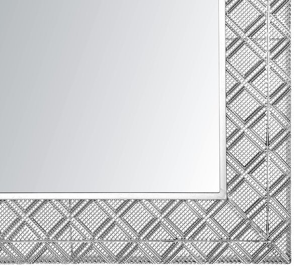 Nástenné zrkadlo strieborné oceľ sklo 80 x 80 cm štvorcový tvar moderný glamour štýl dekorácie doplnky