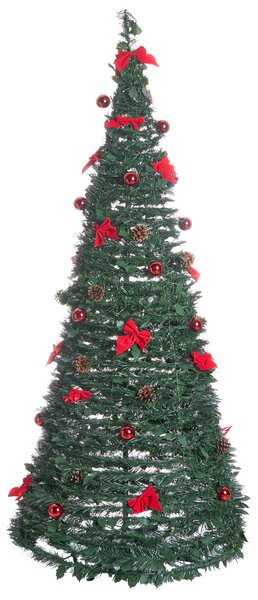 Umelý vianočný stromček zelený syntetický materiál 184 cm skladací s LED svetielkami