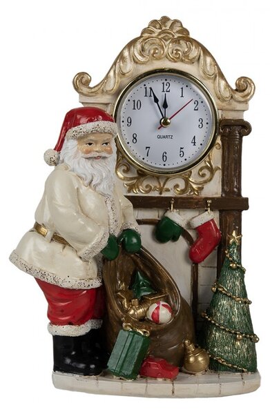 Stolové hodiny s vianočnou dekoráciou Santa Clausa - 15*7*22 cm - Clayre & Eef