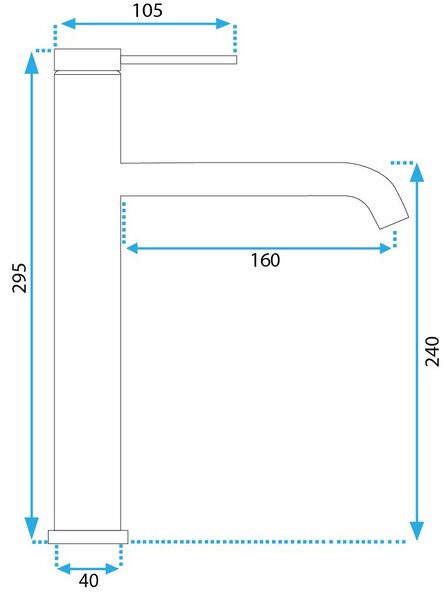 Rea Clif, vysoká umývadlová batéria h-295, brúsená oceľ, REA-B5330