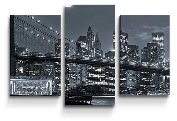 Sablio Obraz - 3-dílný Nočný New York 2 - 75x50 cm