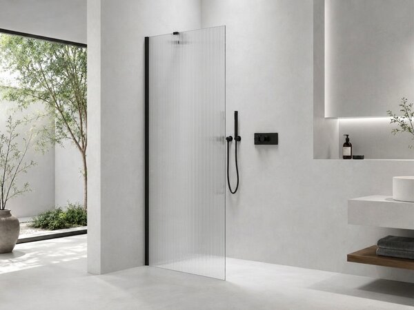 CERANO - Sprchová zástena Walk-in Onyx YL/P - 8 mm - čierna matná, ryhované sklo - 50x200 cm