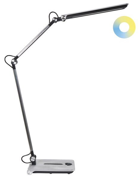 Stolná LED lampa strieborná syntetický materiál 3 režimy teploty svetla so stmievačom dotyková nastaviteľná kancelária