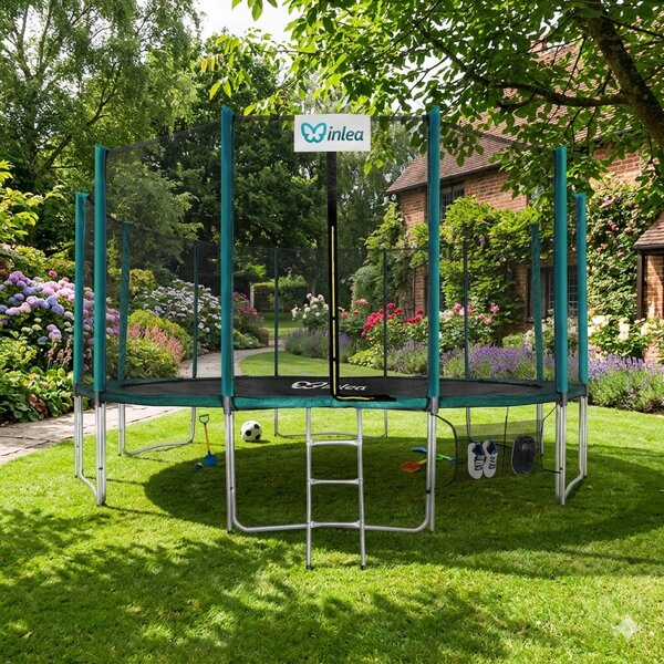 INLEA PREMIUM Jump Trampolína 500 cm s vonkajšou ochrannou sieťou - tmavozelená
