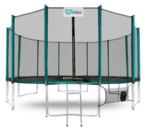 INLEA PREMIUM Jump Trampolína 500 cm s vonkajšou ochrannou sieťou - tmavozelená