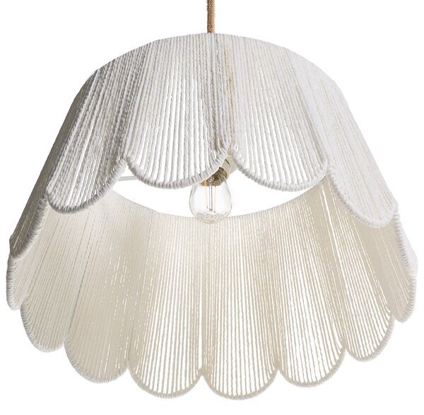 Závesná lampa svetlá béžová tienidlo z papierovej šnúry boho štýl svietidlo obývacia izba spálňa