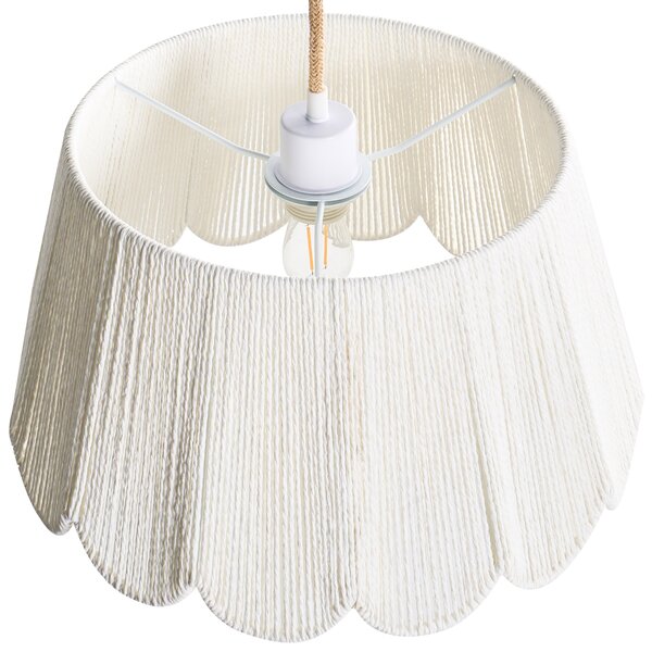 Závesná lampa svetlá béžová tienidlo z papierovej šnúry boho štýl svietidlo obývacia izba spálňa